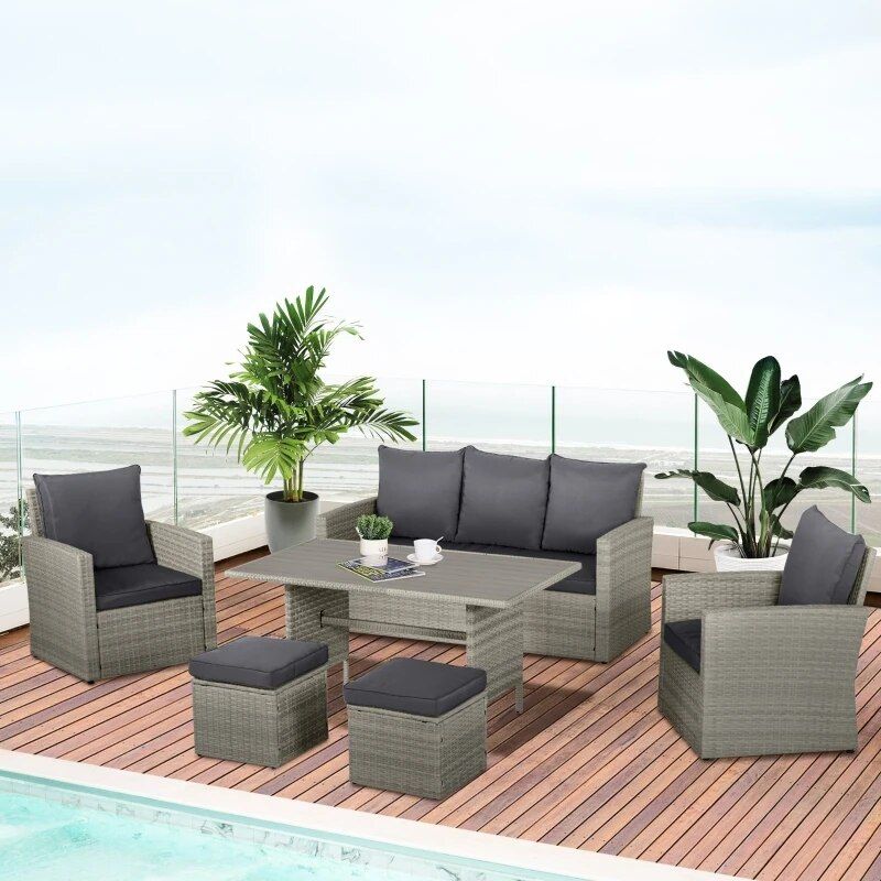 Modern 6-Piece Patio Dining and Seating Set