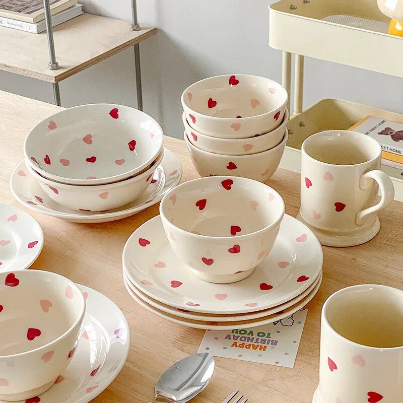 Charming Heart-Shaped Ceramic Dinnerware Sets