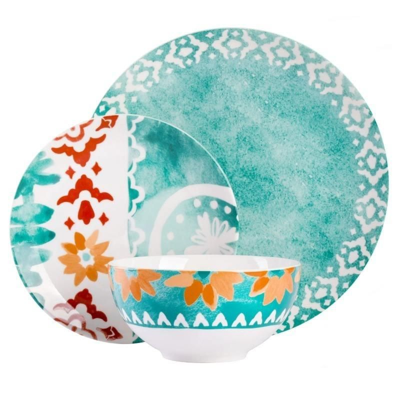 Vibrant 12-Piece Ceramic Dinnerware Set - US $76.49